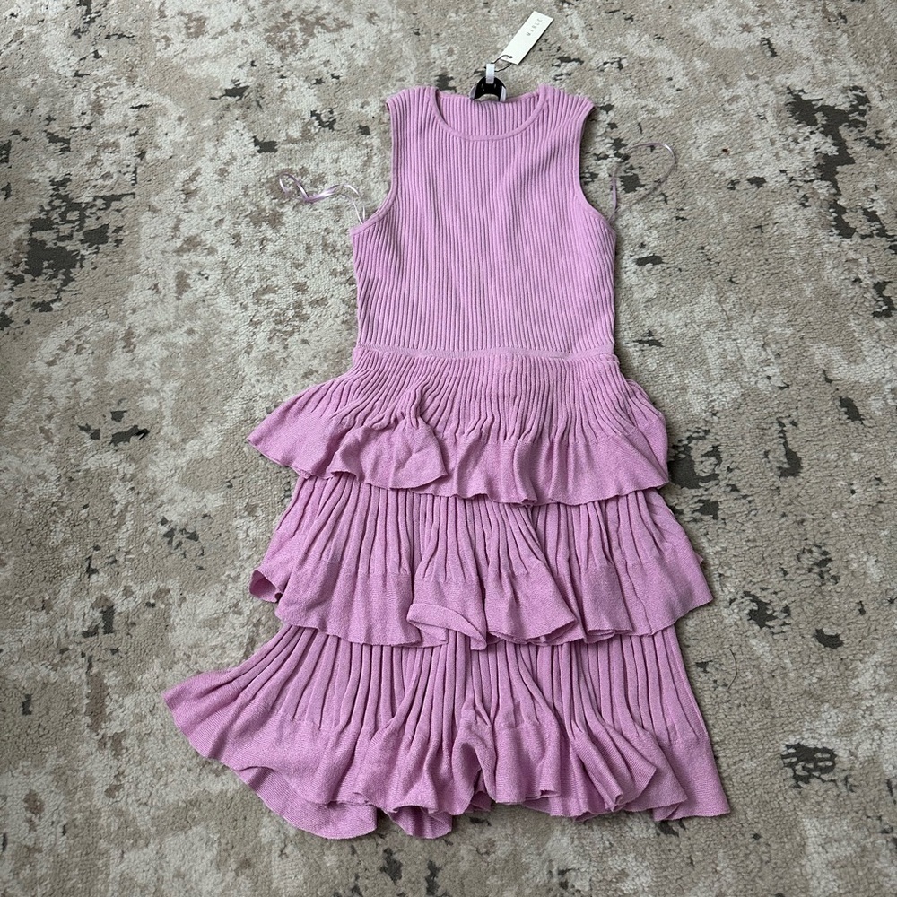 MABLE Ribbed Tiered Mini Dress Size Large NWT - Pink